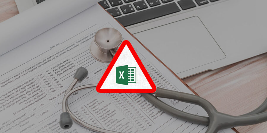 Warning triangle and Excel logo representing went wrong in the NHS Test and Trace Excel error