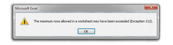 An error message demonstrating the NHS Test and Trace Excel error