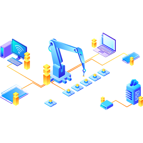 sap-erp-iot-integration Connected factory graphic representing SAP ERP IoT integration solutions
