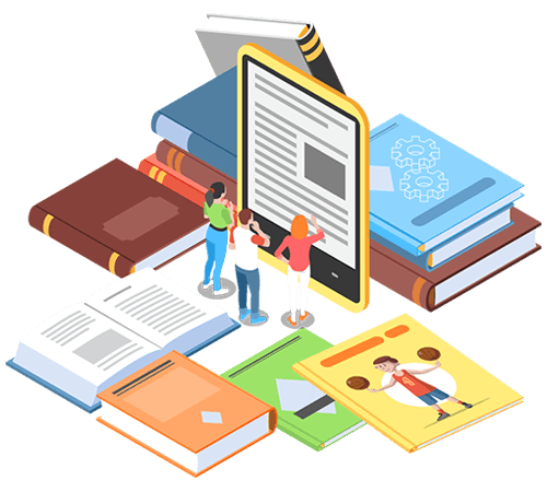 order-to-cash-integration-in-publishing People with e-books representing order to cash integration in publishing