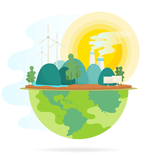 weather-data-analytics-development-two Globe with industry representing weather data analytics solutions