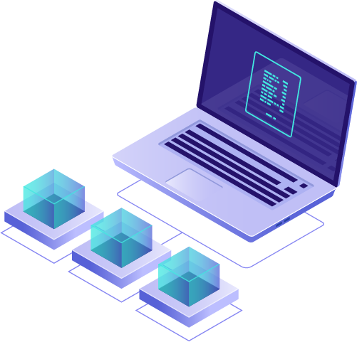 Laptop with cubes representing intranet portal system