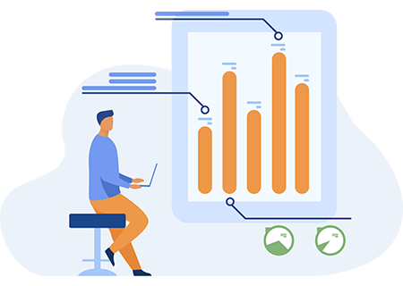 Business person using data visualisations created with web portal development