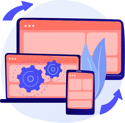 Healthcare-portal-development A graphic of mobile devices showing our intranet portal development services