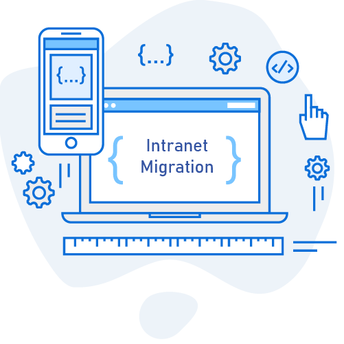 intranet-asset-migration-IS A graphic of a computer that says intranet migration