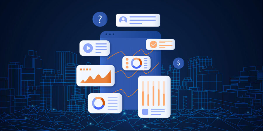 Screens representing a bespoke business intelligence portal