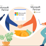 Image of two men shaking hands over money. Representing Microsoft partner benefits