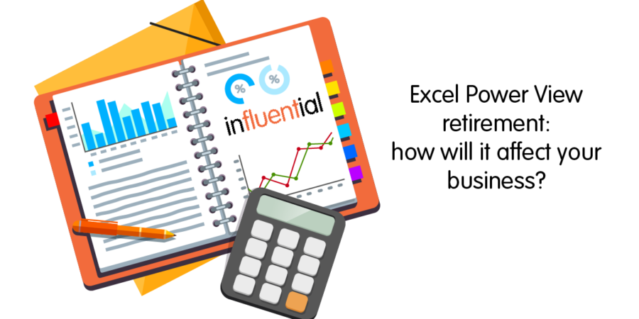 a graphic of a ledger with text reading: Excel Power View Retirement: How will it affect your business?