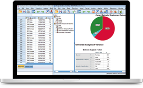 IBM SPSS solutions - an example of the Controller system displayed on a laptop.