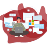 A graphic of technicial support staff learning about mac support for pc techs