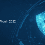 A graphic of a digital lock representing cyber security month