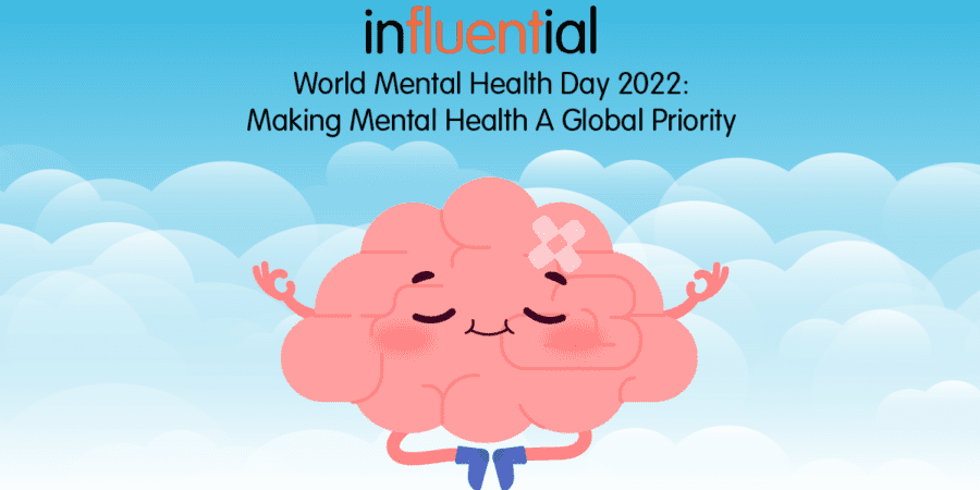 A graphic of a brain meditating, representing world mental health day 2022