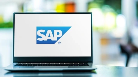 laptop with sap logo