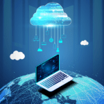 A graphic of a cloud above a computer, representing our blog about aws vs azure