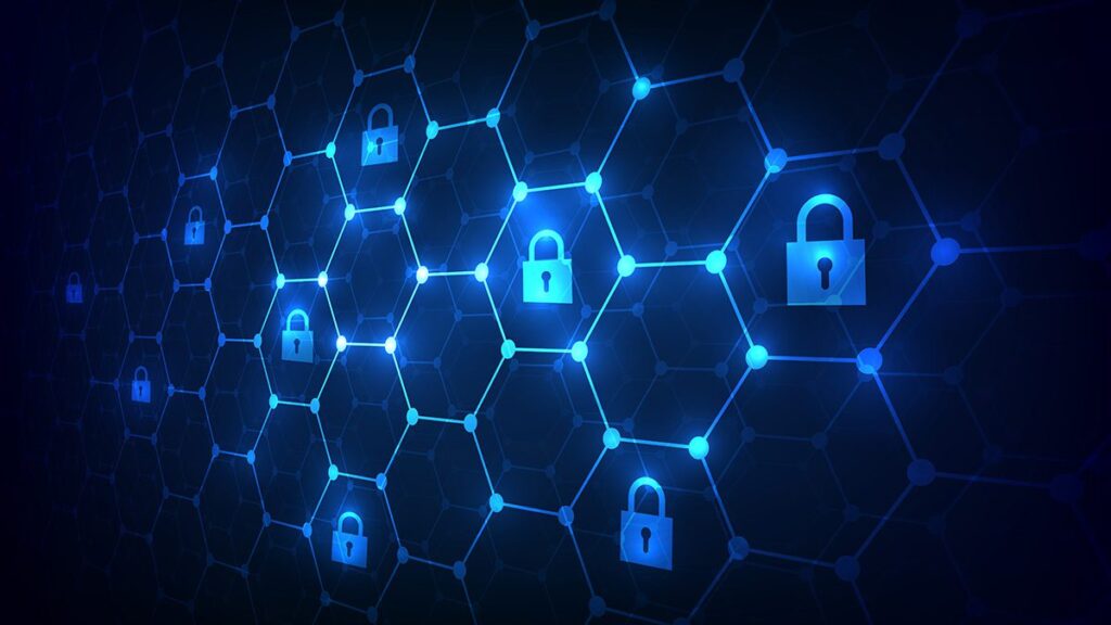 Padlocks in a digital illustration to represent SharePoint security