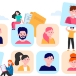 A graphic of people adding faces to a list, representing SAP Staff Augmentation